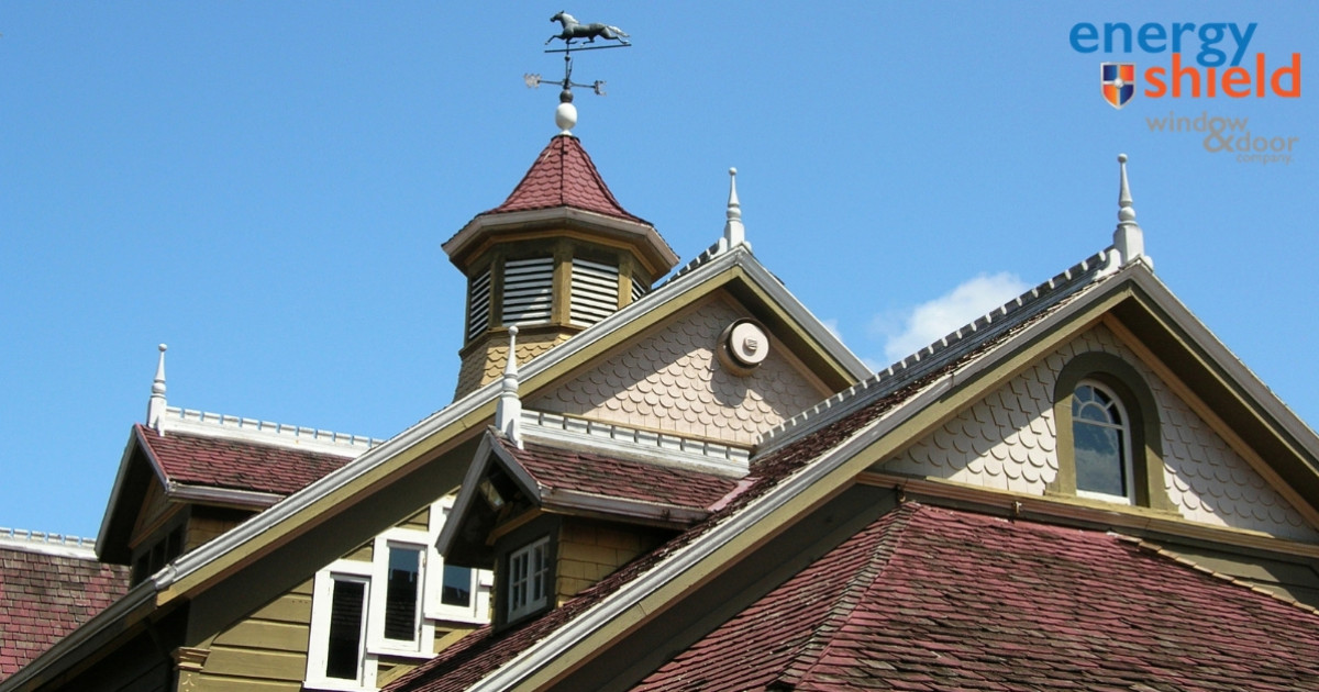 The house has a clock on its roof.